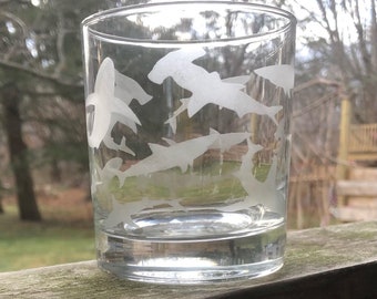 Shark Rocks Glass, Glass Etched