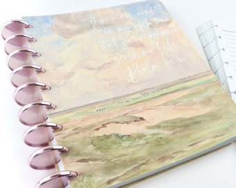 Faith Journal, Deluxe Notebook, Bible Study Gift, Rose Gold Discs, Printed Lined, Notes Pages, Prayer Journal, Book Reading, Happy Planner