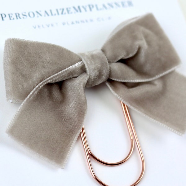 Rose Gold Paper Clip, Velvet Bow Planner Clip, Rose Gold Planner Clip, Bookmark Gift for Her, Personalize My Planner, Party Favor