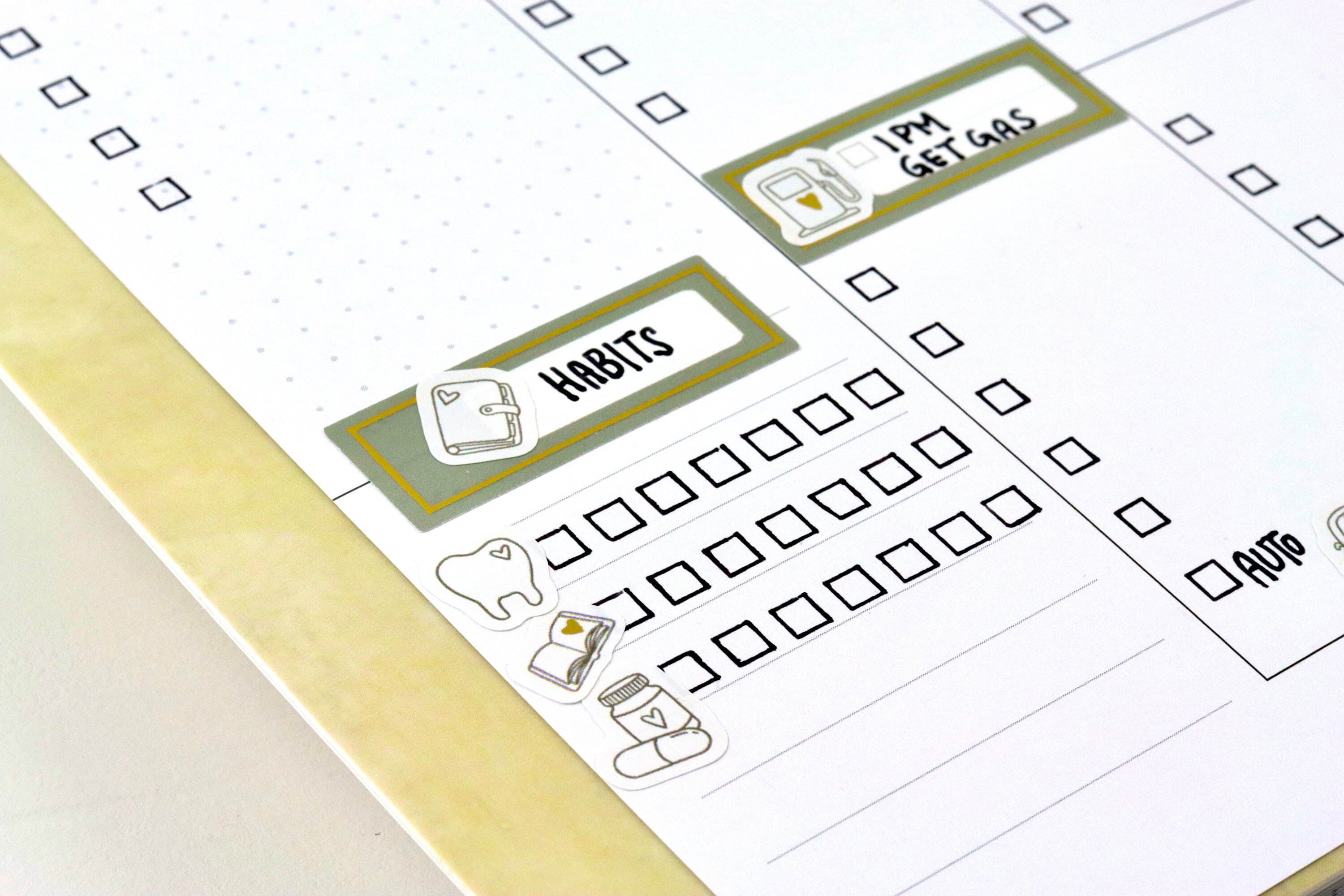 Happy Planner, 28 Box Stickers, Functional Boxes, Headers, Gold Foiling ...