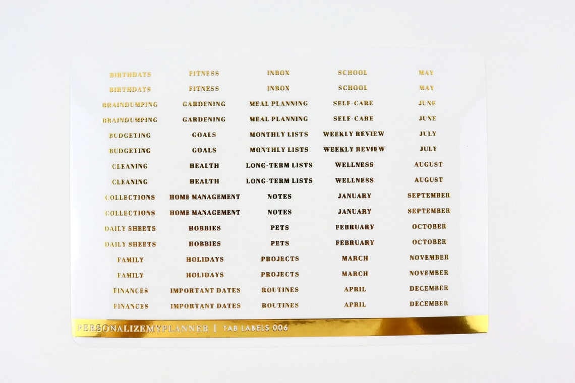 Rose Gold Labels, 80 Planner Divider Labels, Clear Stickers, Tab Labels ...