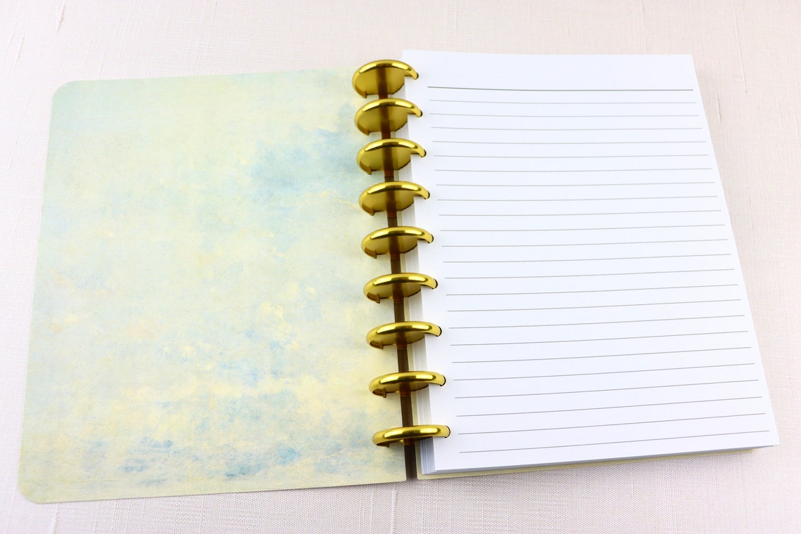 Notebook With Golden Line Deluxe Notebook, Gold Discs, Printed Lined, Notes Pages, Metal Discs ...