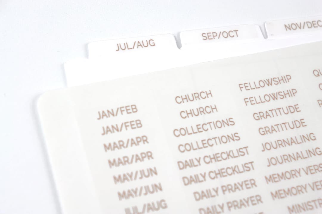 80 Faith Planner Clear Divider Labels, Rose Gold, Gold, or Black Labels ...
