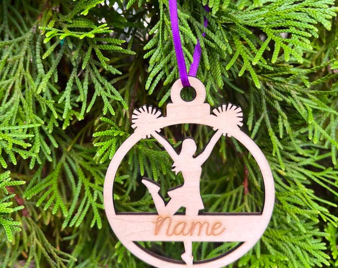 Personalized Wooden Cheerleader Ornament - Custom Laser Engraved