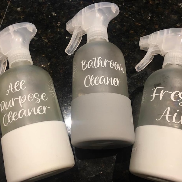 Cleaning Decals for Spray Bottles, Soap Dispensers, etc.