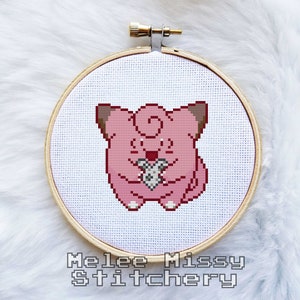PATTERN: Clefairy and heart moon cross stitch