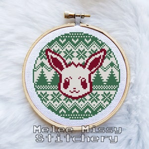 PATTERN: Fair Isle Eevee cross stitch