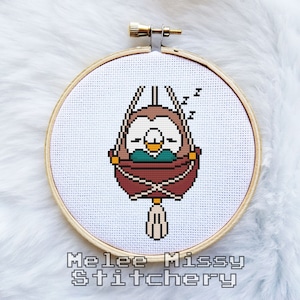 PATTERN: Sleepy macrame rowlet cross stitch