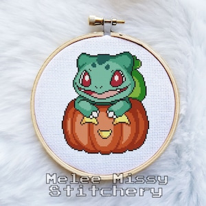 PATTERN: Halloween Cutie Bulbasaur cross stitch pattern