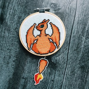 PATTERN: Hanging tail charizard cross stitch