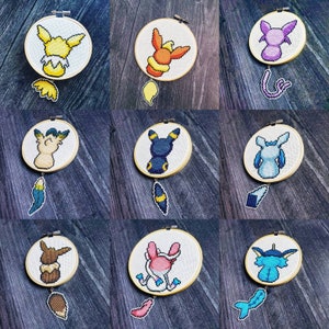 PATRÓN: Paquete de punto de cruz eeveelutions de cola colgante