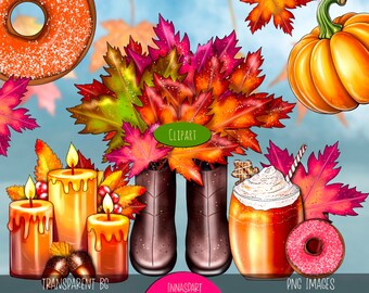 Fall Clip Art Set Hand-Painted Autumn Graphics (Digital Download)