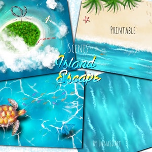 Island Escape Tropical Urlaubsszenen: Sommer Illustrationen und Hintergründe Set - Perfekt für Ihre Sommerplanung!