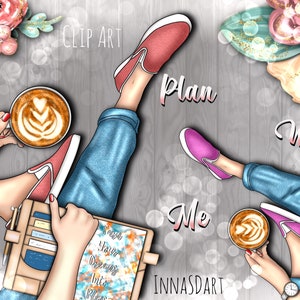 Plan With Me Clip Art, Planner Girl Stickers, Fashion Clipart, Planner Girl Clip Art, Boss Girl Sticker, Digital Planner Stickers, GoodNotes