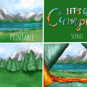 Camping Illustration Hand-drawn Scenic Backgrounds (Digital)