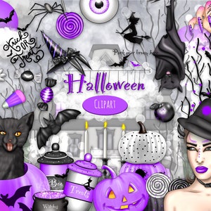 Halloween Clip Art, Halloween Stickers, October Planner, Halloween Planner, Fashion ClipArt, Fall Planner, Digital Stickers, Spooky Stickers