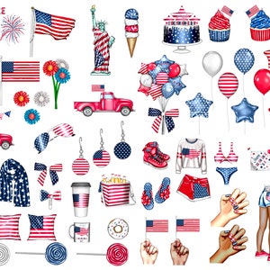 Independence Day Clip Art, 4th of July Clipart, USA Stickers, Digital ...