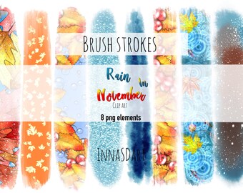 Fall Brush Stroke Clipart: Autumn Planner Graphics (Digital Download)