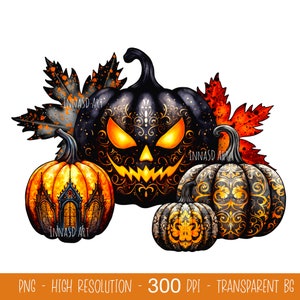 Gothic Halloween Spooky Pumpkin Lanterns Sublimation, Spooky Pumpkin Sticker, Crafted Pumpkin Sticker, Crafted Pumpkin Decal, Spooky Sticker