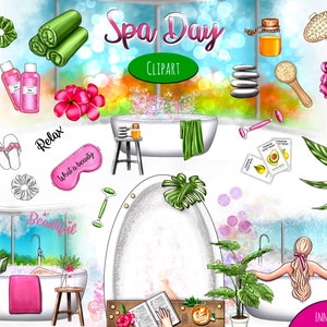 Spa Day ClipArt, Spa Fashion ClipArt, Autocollants Spa, Autocollants Self Care, Planificateur numérique, Autocollants Spa numériques, Autocollants Planificateur imprimables