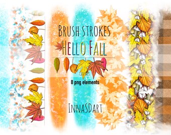 Fall Brush Stroke Clipart: Autumn Planner Graphics (Digital Download)