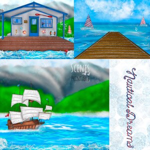 Maritime Träume Digitale Druckbare Szenen, Maritime Clip Art, Seemann Clip Art, Maritimes Leben Clip Art, maritime Sticker, Planer