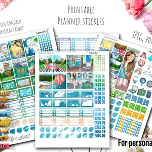 Wanderlust Digital Printable Planner Stickers, Travel Stickers, Vacation Planner, Summer Stickers, Road Trip Stickers, Erin Condren Planner