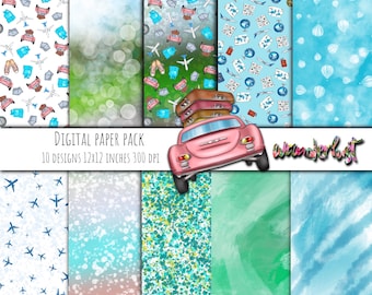 Conjunto de ilustraciones y documentos digitales Wanderlust con temas de aventuras y vacaciones para su planificador de viajes y proyectos digitales