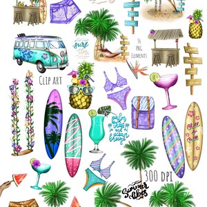 Summer Vibes Clip Art, Travel Clip Art, Vacation Clip Art, Summer Clip Art, Summer Planner, Travel Stickers, Travel Planner, Digital Planner