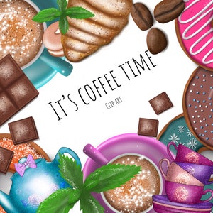 It's Coffee Time Clip Art, Coffee Stickers, Digital Stickers, GoodNotes, Digital Planner, Coffee Planner, Fashion Stickers, Sweets Stickers