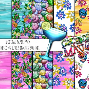 Cinco de Mayo Digital Paper Pack: Mexican Fiesta Patterns (12x12 inches)