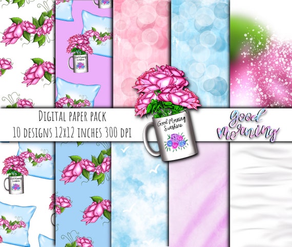 Good Morning Digital Paper Pack Printable Cozy Clip Art Etsy