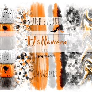 Halloween Brushstrokes, Brush Clipart, Planner Graphics, Digital Planner, Halloween Brush, Fall Clip Art, Fall Brushes, Spooky Brushes
