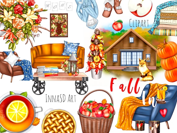 Fall Fashion Clip Art Collection: 36 Unique Fall and Autumn Elements 3  Scenic Jpegs for Fall Planners, Cozy Decor, and More 