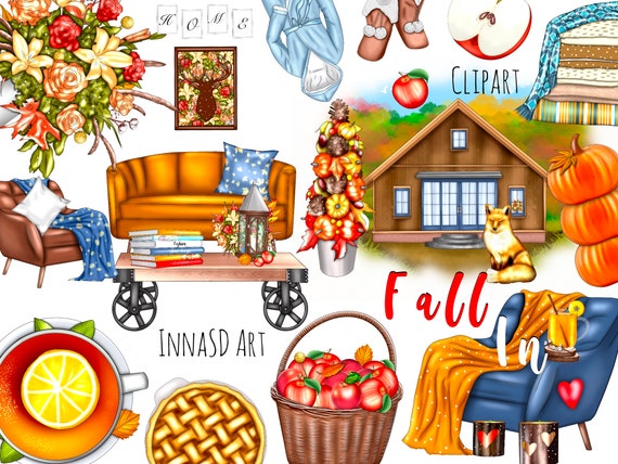 Fall Fashion Clip Art: Autumn Elements, Scenic JPEGs (Digital Download)