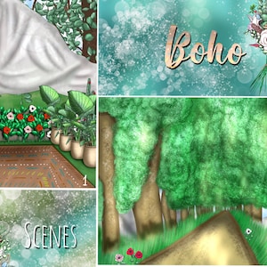 Scene in stile Boho, Illustrazione Boho, Sfondi Boho, Clip Art Boho, Clip Art country, Boho Planner, Adesivi Boho, Pianificatore digitale,