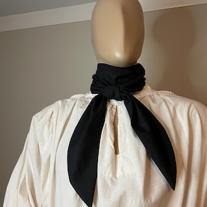 Corbatón de algodón negro hecho a mano, extra largo, estilo Regency Ascot