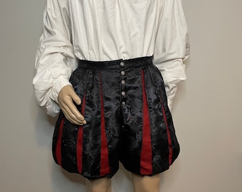 Paned Slops, Custom Trunkhose, Fancy Dress, Elizabethaans, SCA, Renaissance Faire, ECW-brokaat linnen, noppenzoom