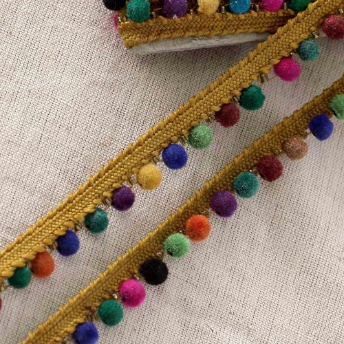 3 Yards of Colourful Pom Pom Trim Indian Trim Upholstery Etsy