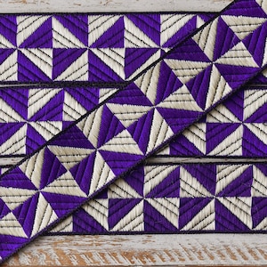 5 yards- Indigo Brocade Trim, Geometric Trim, Indian Fabric Trim, Jacquard Trim, Craft Ribbon, Upholstery Lace, Trim for Curtains