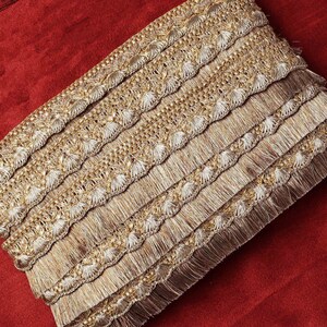 9 yards- 1.6'' Gouden en Koperen Trim, Kwastje Trim, Wimper Trim, Metallic Fringe Trim, Boho Kwastje Trim, Bekleding Trim, Decoratieve Fringe