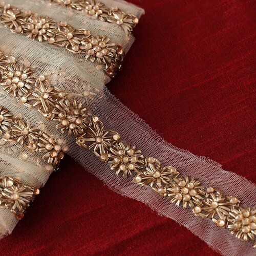 Gold Beaded Trim Indian Trim Bridal Wear Embellishment Etsy