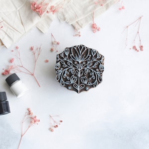 Floral Textile Stamp, Wooden Block Stamp, DIY Block Print, Fabric Printing, Stamp for Packaging, Pottery, Journal, Block Printing Supplies