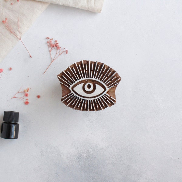 Mystical Eye Stamp, Wooden Block Stamp, Evil Eye Stamp, Block Print Stamp, Pottery Stamp, Textile Stamp, Wooden Printing Block, DIY Printing