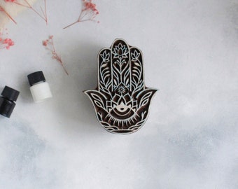 Hand Carved Hamsa Indian Wooden Block, Fabric, Pottery stamp clay Stamp.