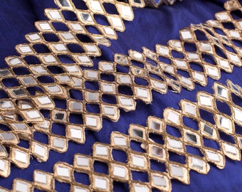 Gold Gota Trim, Mirror Trim, Indian Trim, Cutwork Gota Trim, Bridal Wear Embellishment, Denim Jacket Embellishment