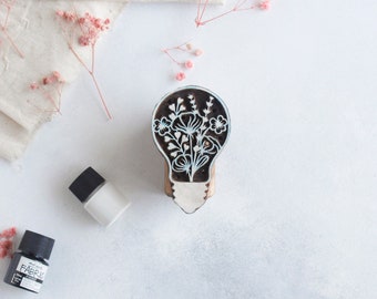 Floral Bulb Wooden Stamp, Indian Textile Block Print