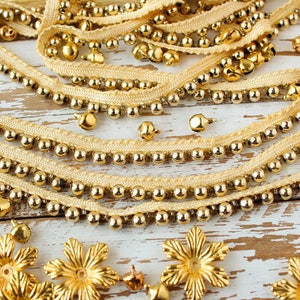 Gold Beaded Trim, Indian Trim, Bridal Wear Embellishment, Indian Ribbon, Gold Pearl Trim, Gold Decorative Trim