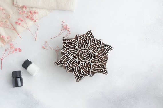 Sunflower Wooden Block Stamp, Textile Printing, Pottery Stamp