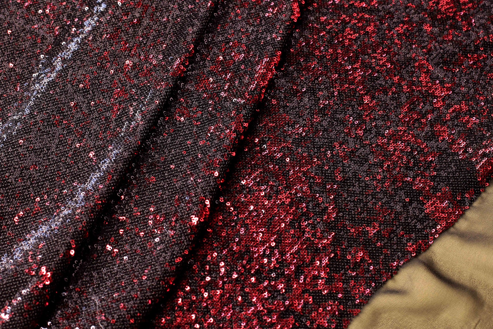 Reversible Sequin Fabric Black and Red Sequined Fabric | Etsy
